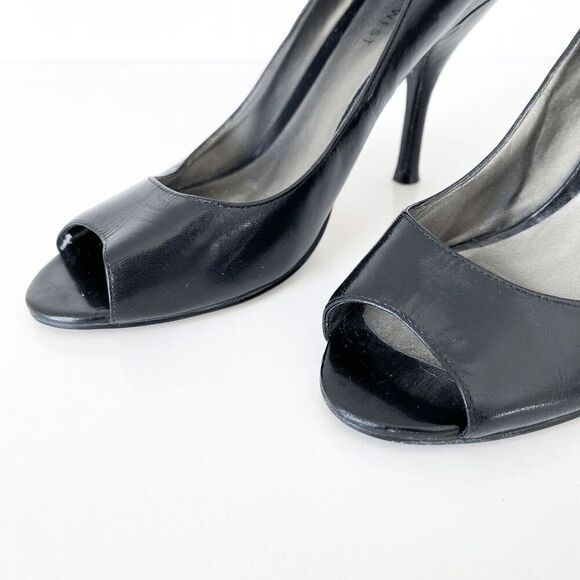 Nine West Womens Leather Peep Toe Stiletto Heel Slip-on Pumps Black Size 6M - Picture 7 of 9